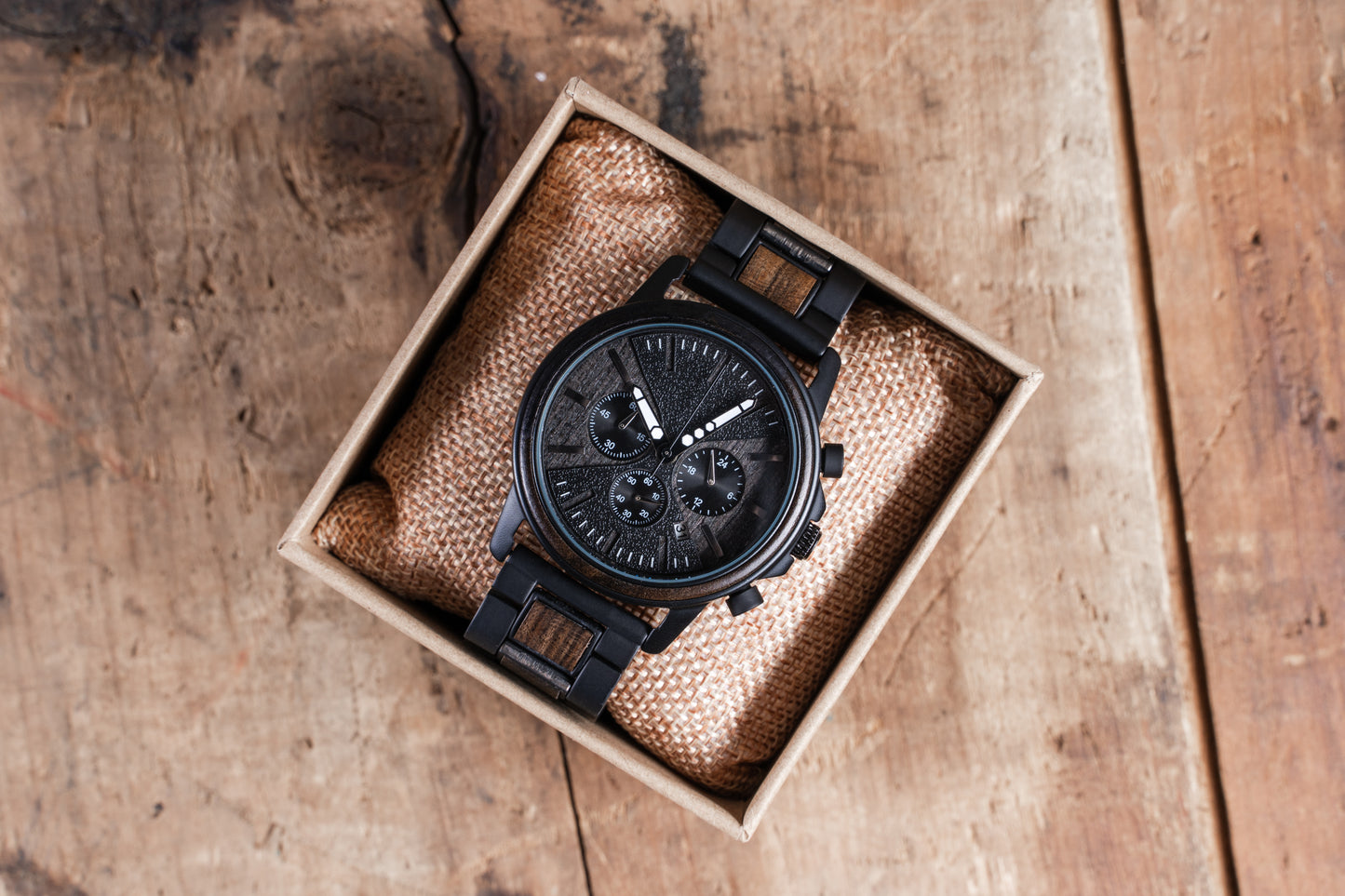 Personalized Chronograph Watch, Steal and Wood