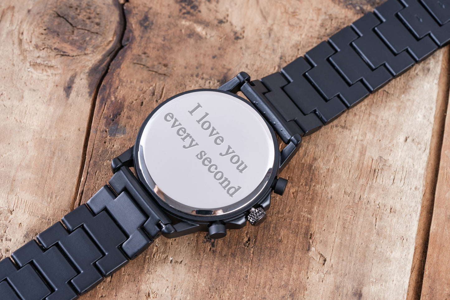 Personalized Chronograph Watch, Steal and Wood