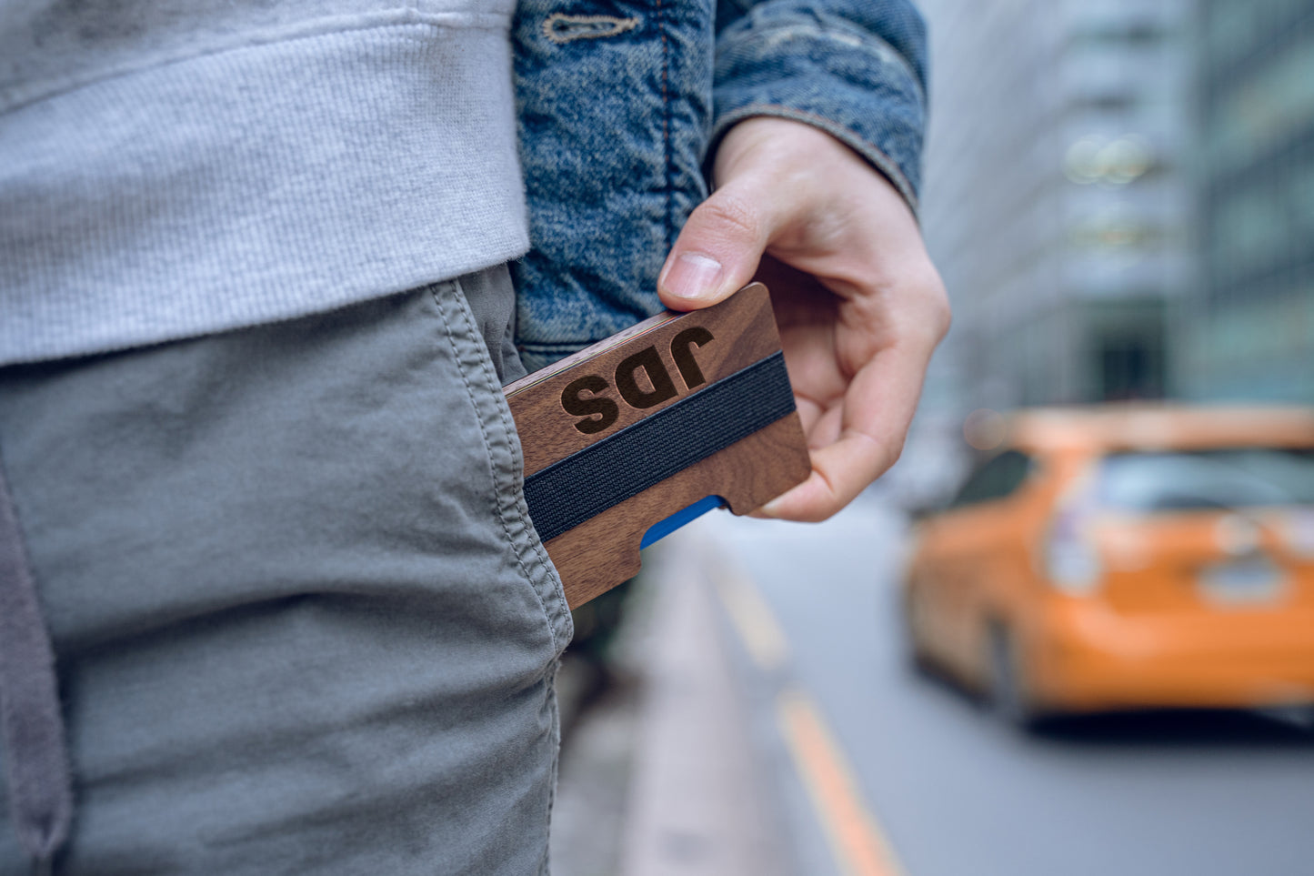 Personalized Mens Credit Card Wallet, Walnut Wood Wallet Rubber Band