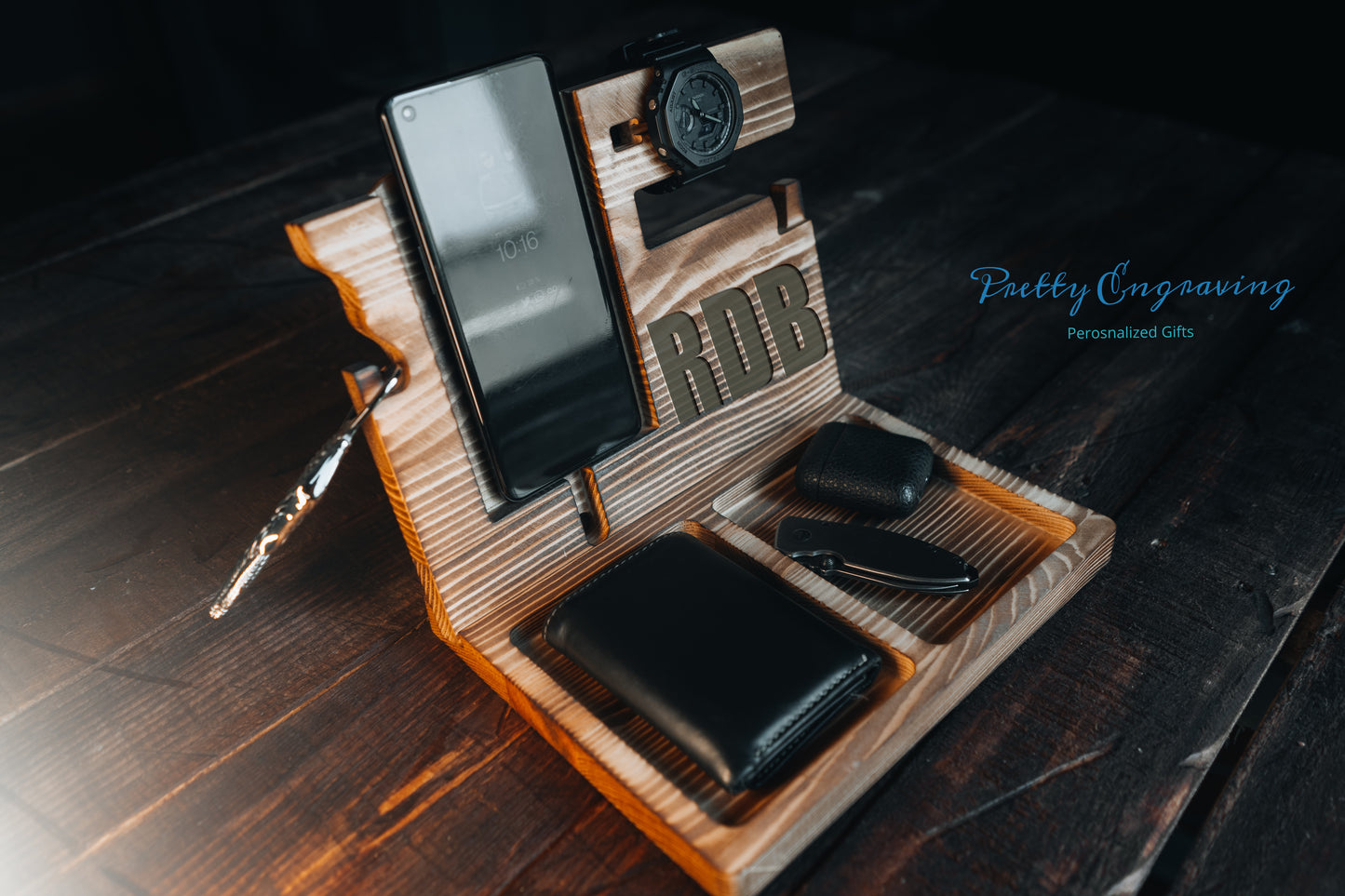 Personalized Wooden Docking Station