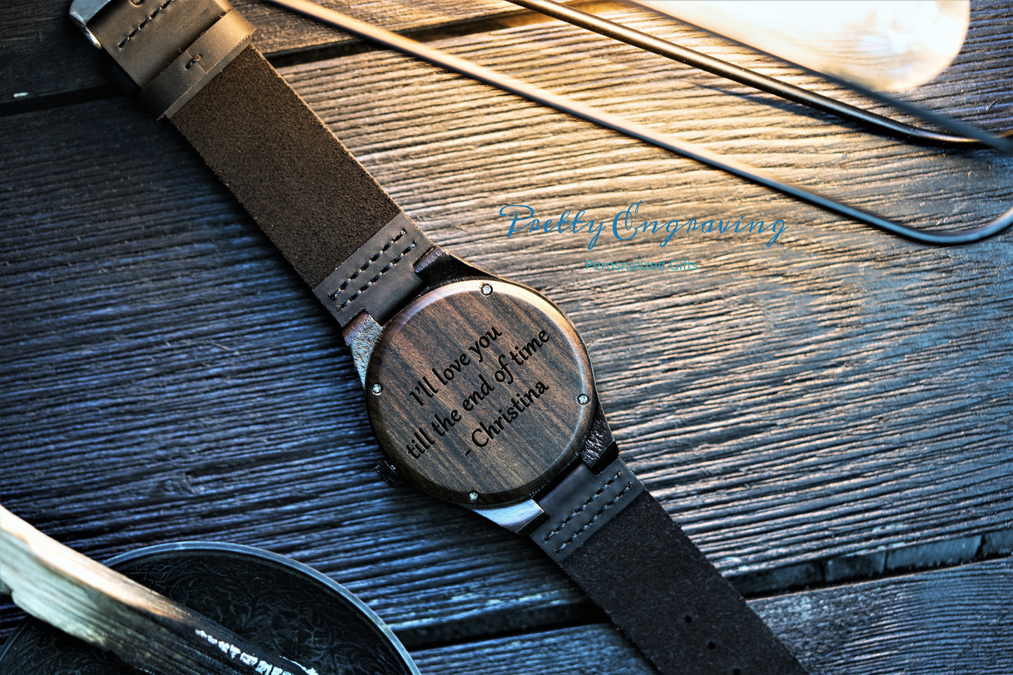 Custom Wooden Watch with Wooden Gift Box, Personalized Watch