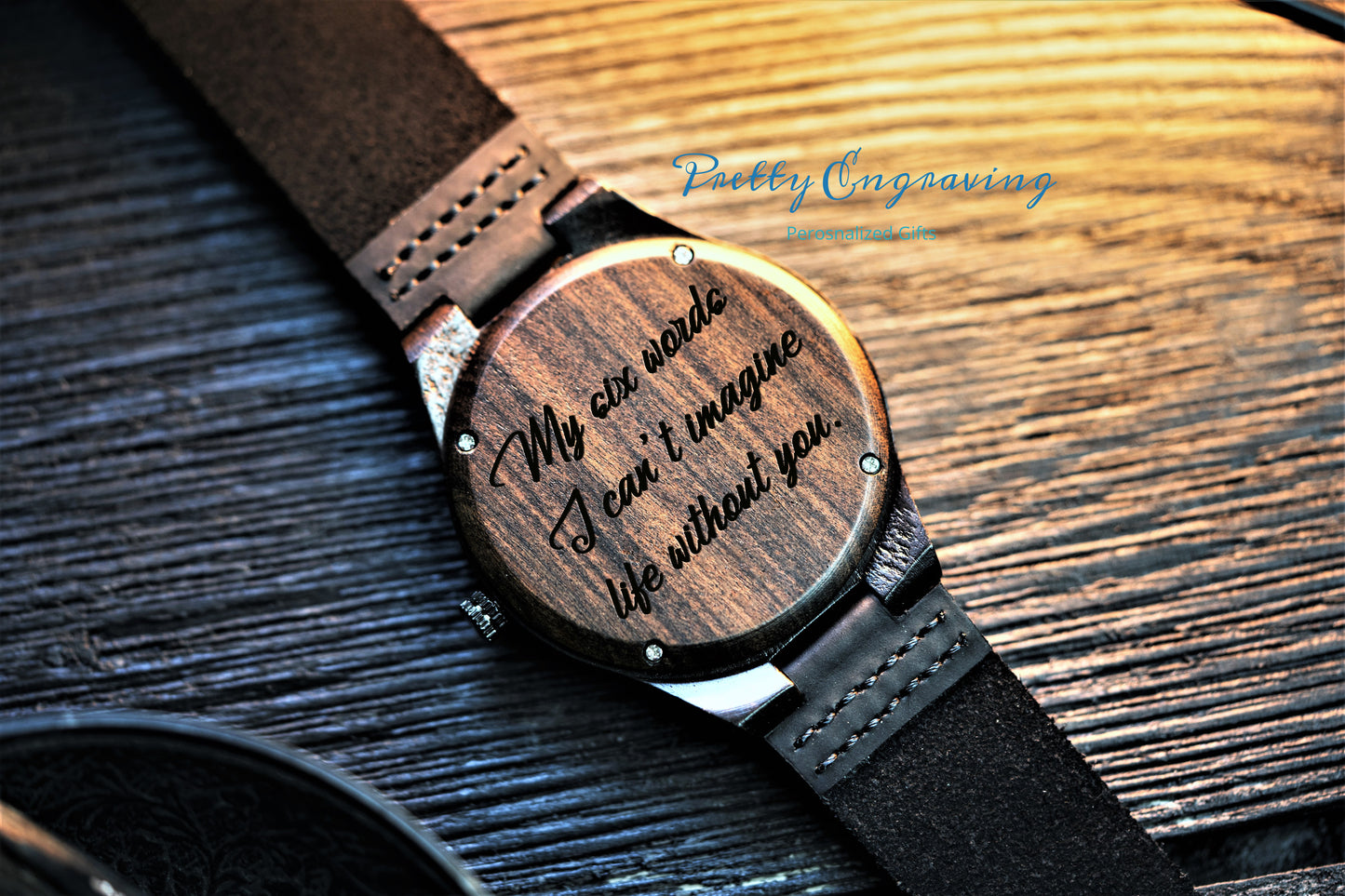 Custom Wooden Watch with Wooden Gift Box, Personalized Watch