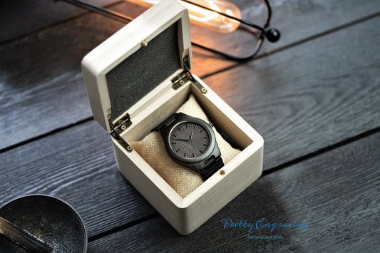 Custom Wooden Watch with Wooden Gift Box, Personalized Watch