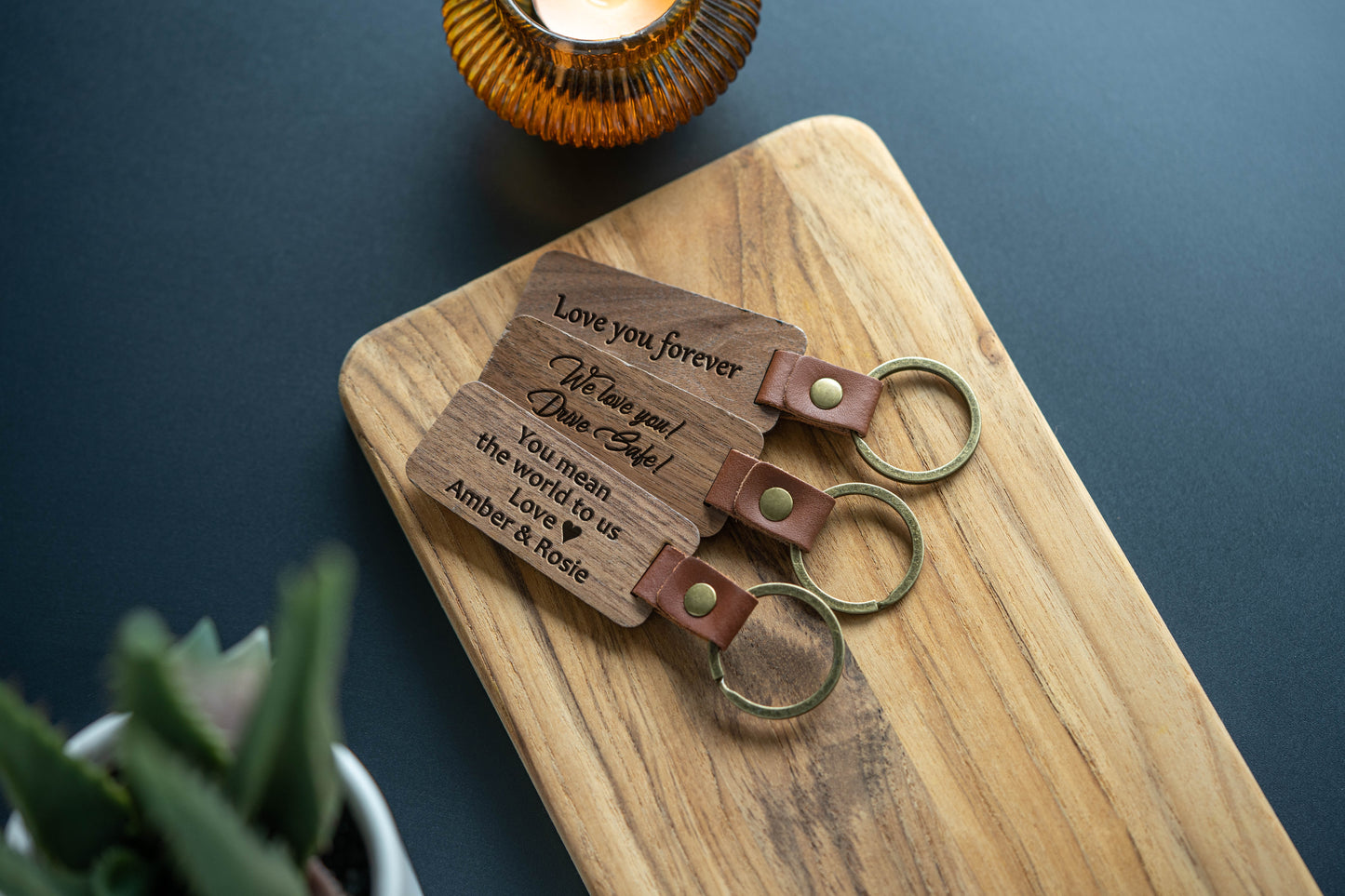 Personalized Keychain from Walnut Wood