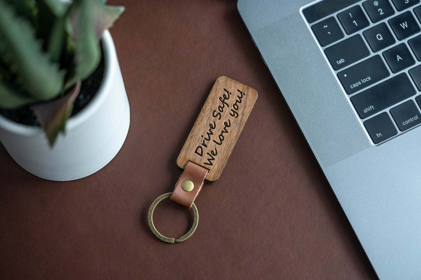 Personalized Keychain from Walnut Wood