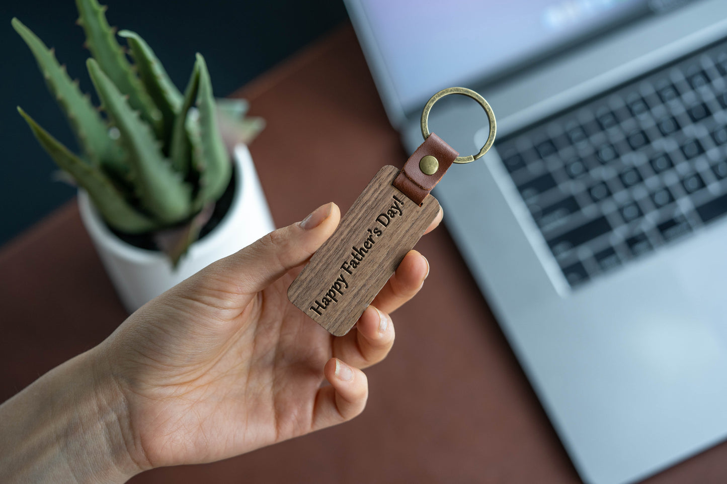 Personalized Keychain from Walnut Wood