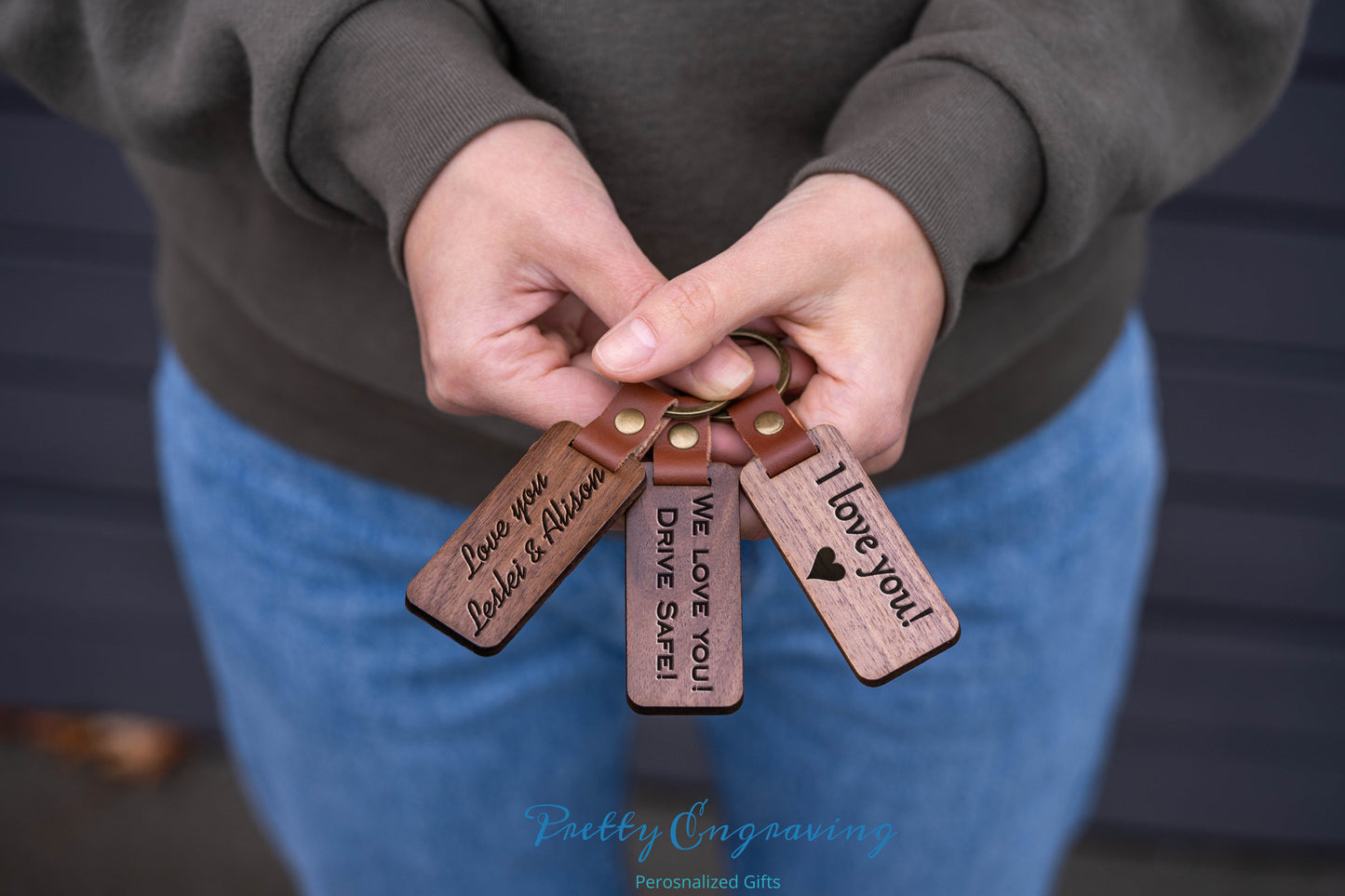 Personalized Keychain from Walnut Wood