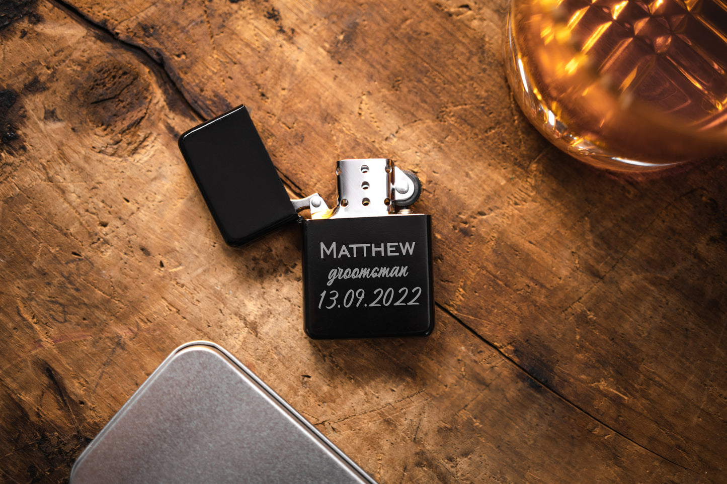 Personalized Black Oil Lighter, Groomsmen Gift