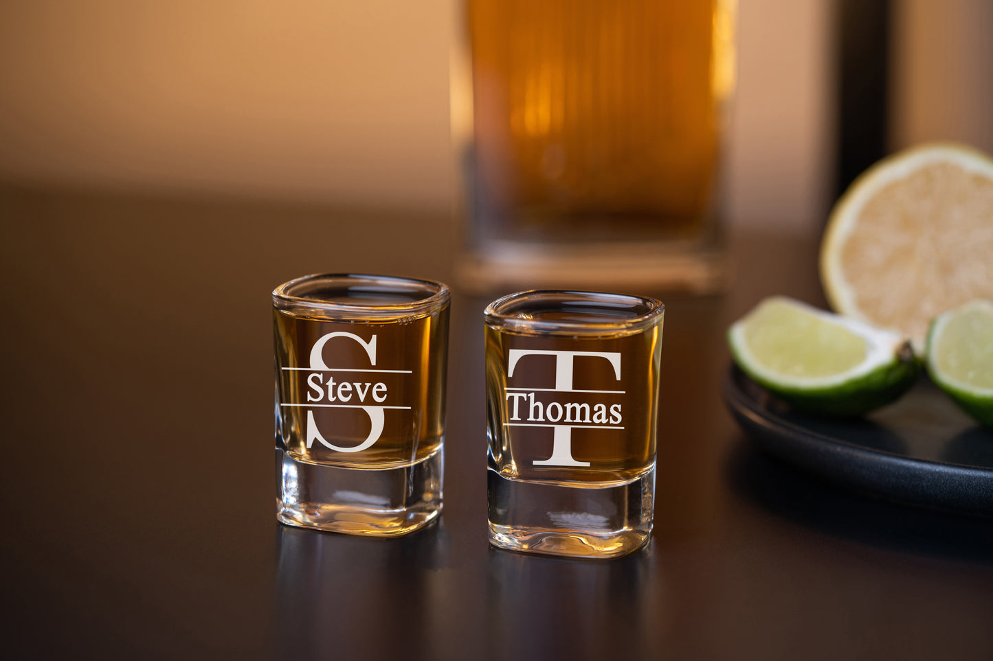 Set of 6 Peronalized Shot Cups, Custom Engraved Shot Glasses, High Base