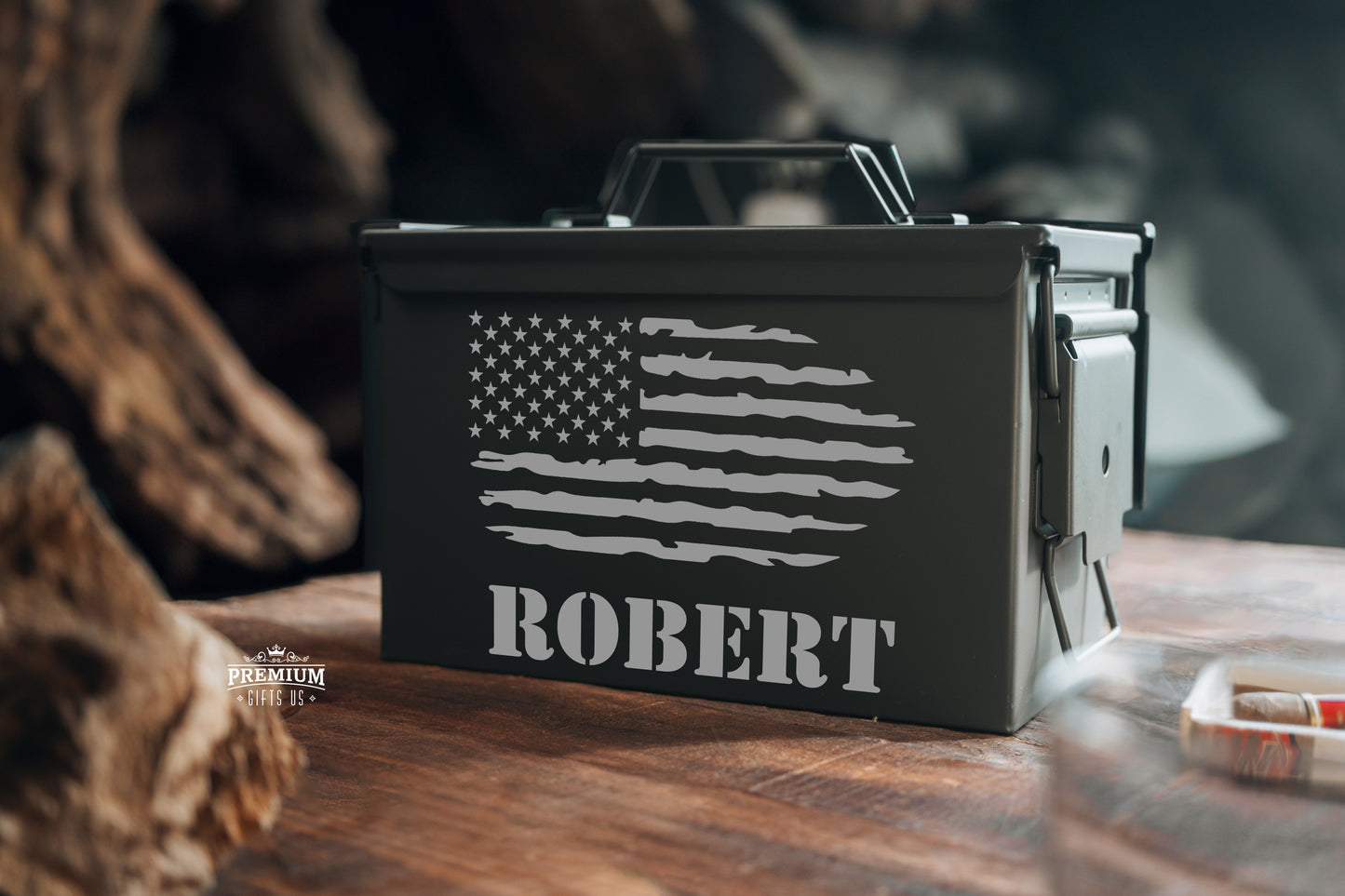 Personalized Metal Ammo Can Storage Box - .50 Cal Green Locking Steel Ammo Can