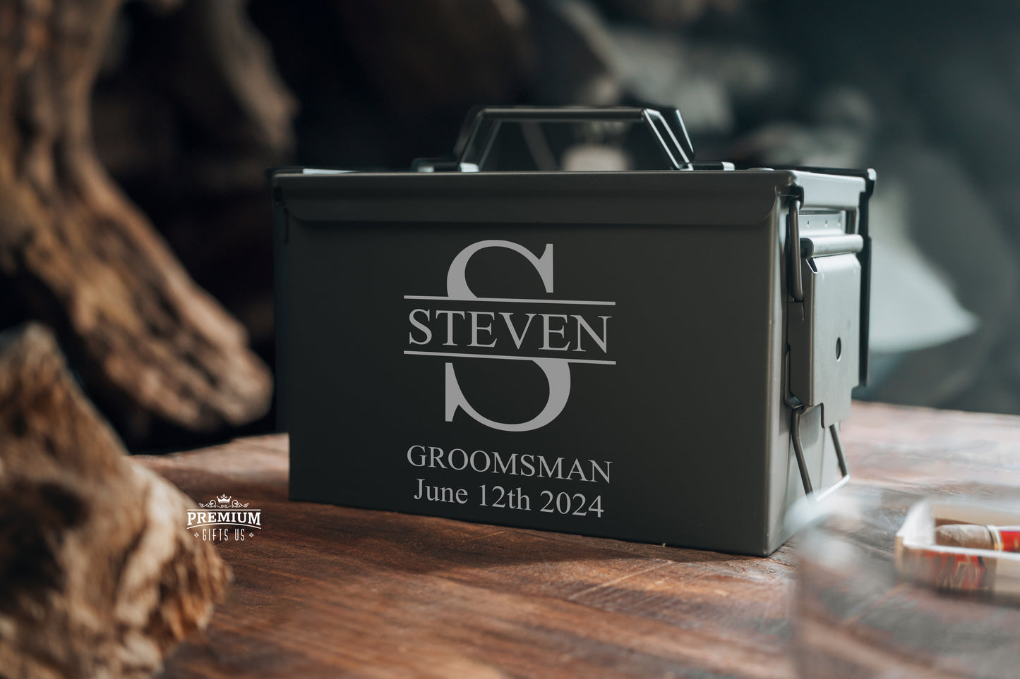 Personalized Metal Ammo Can Storage Box - .50 Cal Green Locking Steel Ammo Can