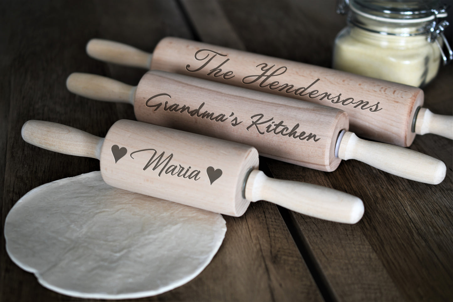 Personalized Solid Wooden Rolling Pin, Custom Gift for Her