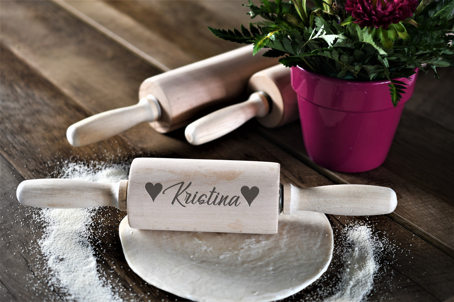 Personalized Solid Wooden Rolling Pin, Custom Gift for Her
