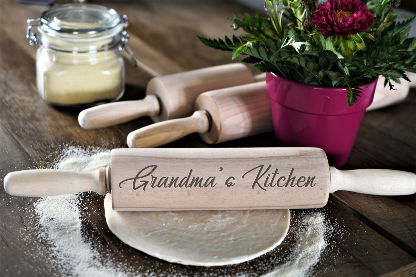 Personalized Solid Wooden Rolling Pin, Custom Gift for Her