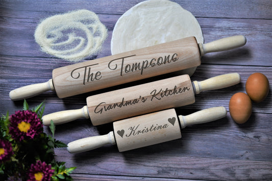 Personalized Solid Wooden Rolling Pin, Custom Gift for Her