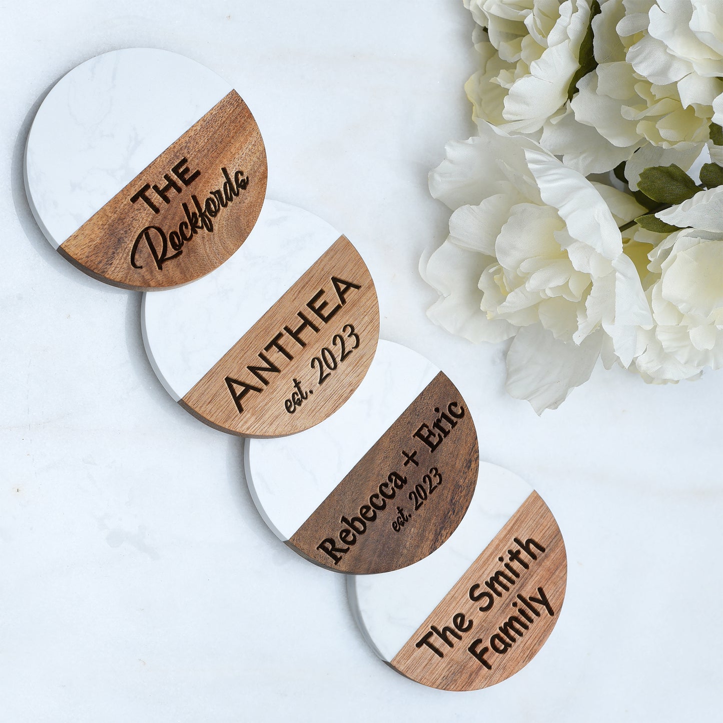 Personalized Coasters, Wood and Marble Coasters